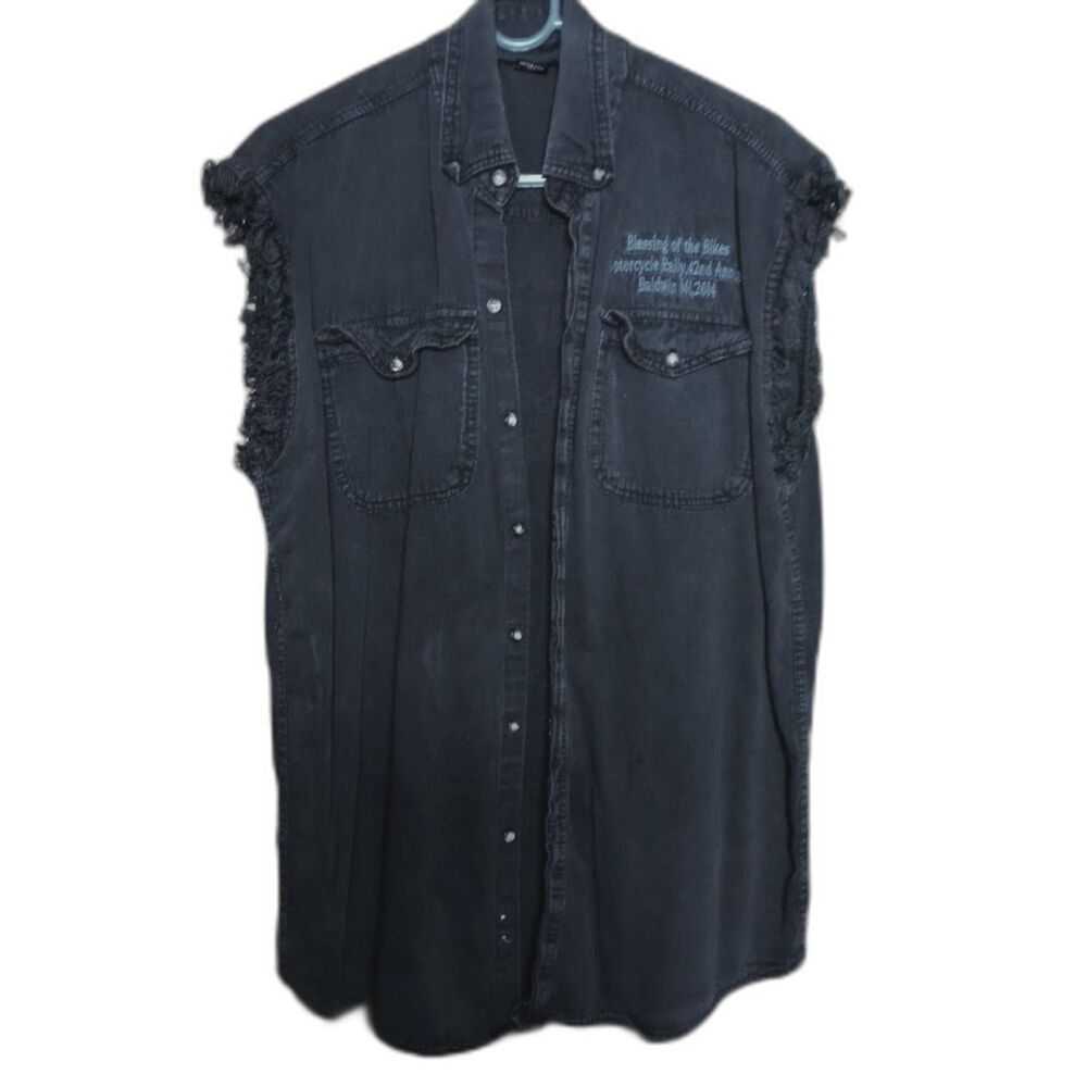 BikerWear USA Black Shirt L Blessing of the Bikes Baldwin MI Motorcycle Rally - Picture 3 of 7